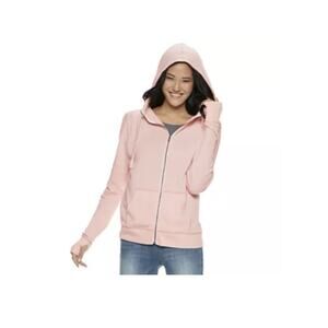 SO Blush Pink Solid Lightweight Full Zip Up Hoodie Jacket Size XS